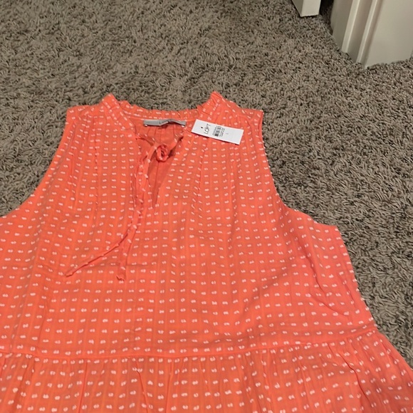 NWOT Loft Maxi Dress Orange/white keyhole tie front size Large - Picture 3 of 8